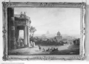 Panorama von Rom, von der Via Sistina aus, zwischen Tempietto des Palazzo Zuccari und der Spanischen Treppe - Palazzo Zuccari