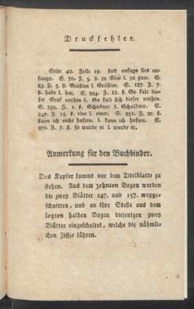 Anmerkung für den Buchbinder