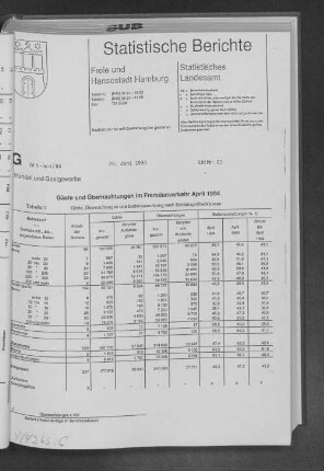 Gäste und Übernachtungen im Fremdenverkehr April 1994 : Lfd. Nr. 23
