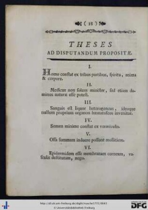 Theses Ad Disputandum Propositae.