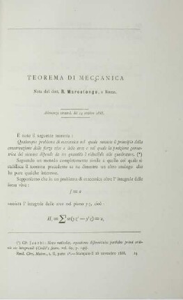 Teorema di meccanica.