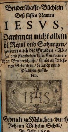 Bruderschaftbüchlein des süßen Nahmen Jesu