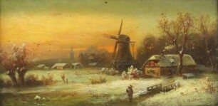 Winterlandschaft mit Windmühle
