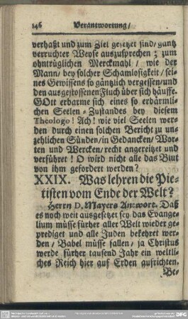 XXIX. Was lehren die Pietisten vom Ende der Welt?