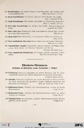 Elfenbein-Miniaturen: Arbeiten in Elfenbein, Lack, Perlmutter; Fächer (Nr. 290-323)