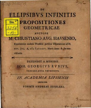 De ellipsibus infinitis propositiones geometricae