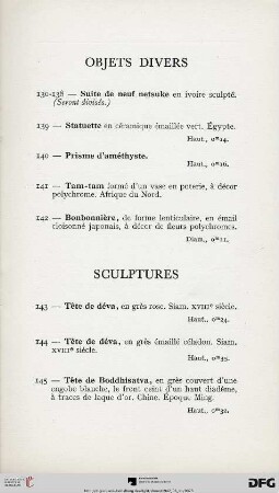 Objets Divers (Nr. 130-142)