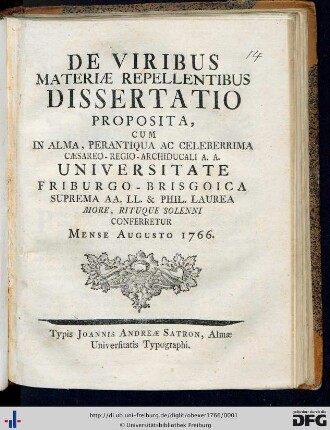 De Viribus Materiae Repellentibus Dissertatio