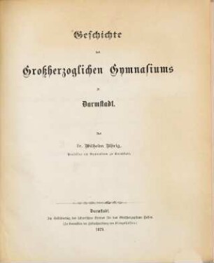 Geschichte des Großherzoglichen Gymnasiums in Darmstadt