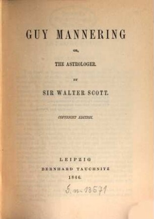 Guy Mannering or, The astrologer