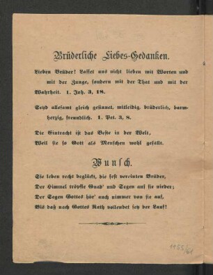 Brüderliche Liebes-Gedanken.