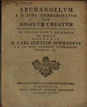 Archangelum a S. Iuda commemoratum esse angelum creatum