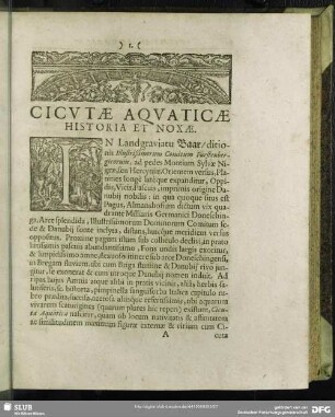 Cicutae Aqvaticae Historia Et Noxae