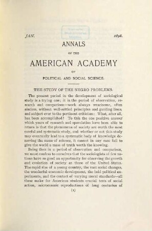 The annals of the American Academy of Political and Social Science, 11
