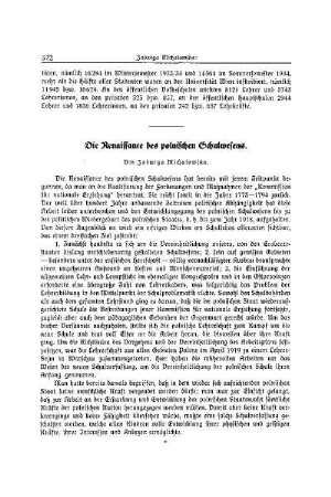 Die Renaissance des polnischen Schulwesens