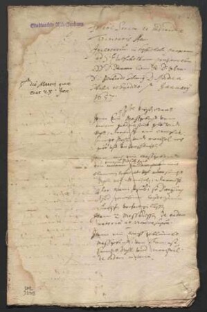Inventar des Armenhospitals zu St. Elisabeth in Aschaffenburg vom 23. März 1657.