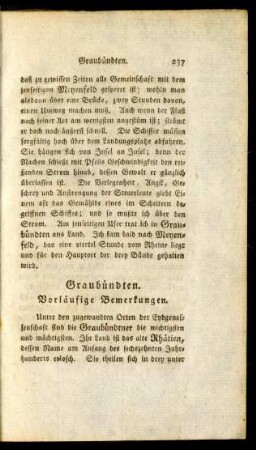 Graubündten. Vorläufige Bemerkungen