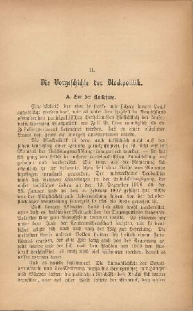 II. Die Vorgeschichte der Blockpolitik