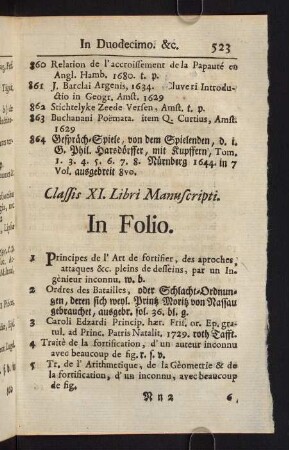 523-535, Classis XI. Libri Manuscripti