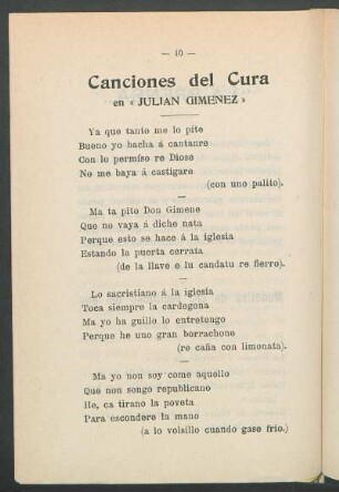 Canciones del cura en «Julian Gimenez»