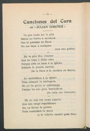 Canciones del cura en «Julian Gimenez»