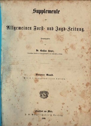 Allgemeine Forst- und Jagdzeitung. Supplemente, 3. 1861