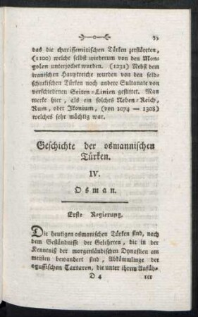 Geschichte der osmannischen Türken.