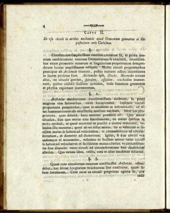 Caput II. De usu circuli in artibus mechanicis apud Graecorum geometras et illis posteriores ante Cartesium.