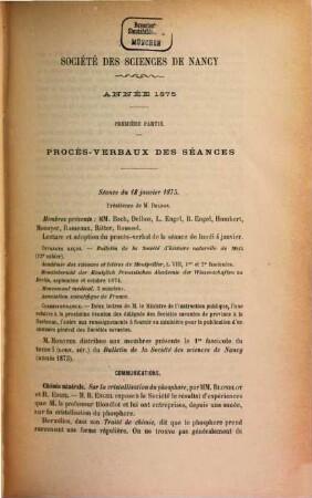 Bulletin de la Société des Sciences de Nancy, 1. 1875 = année 8