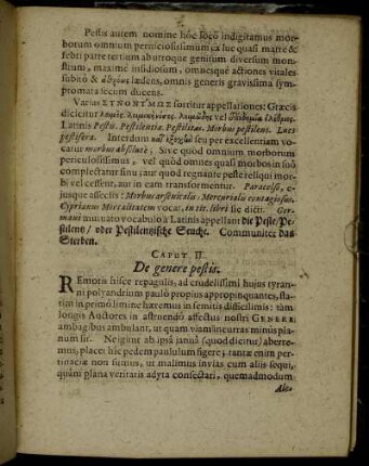 Caput II. De genere pestis.