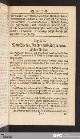 Cap. XVI. Von Secten, Rotten und Ketzereyen.