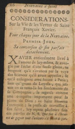 Considerations. Sur la Vie & les Vertus de Saint Francois Xavier