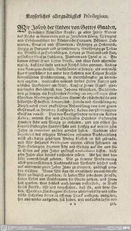 Kayserliches allergnädigstes Privilegium