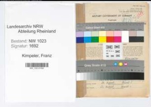 Entnazifizierung Franz Kimpeler , geb. 02.05.1900 (Beamter)