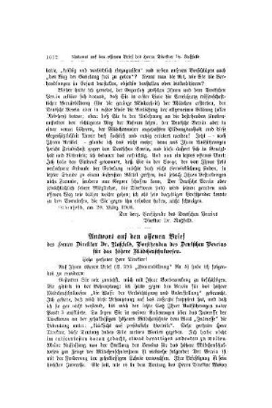 Antwort auf den offenen Brief : des Herrn Direktor Dr. Raßfeld, Vorsitzenden des Deutschen Vereins für das höhere Mädchenschulwesen