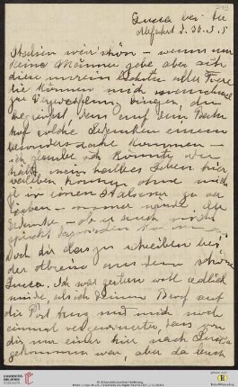 Heid. Hs. 3487,219: Brief von Marie Luise Gothein an Eberhard Gothein