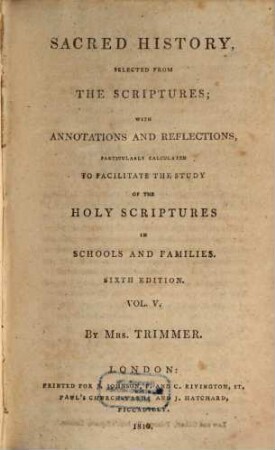 Sacred History : selected from the scriptures with annotations and reflections, 5