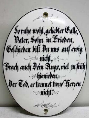 Grabschild "So ruhe wohl, geliebter Gatte …"