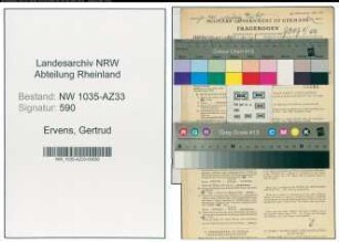 Entnazifizierung Gertrud Ervens , geb. 25.12.1919 (Telefonistin)