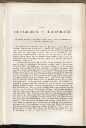 Ueber Ferdinand Kobell und seine Radirungen.