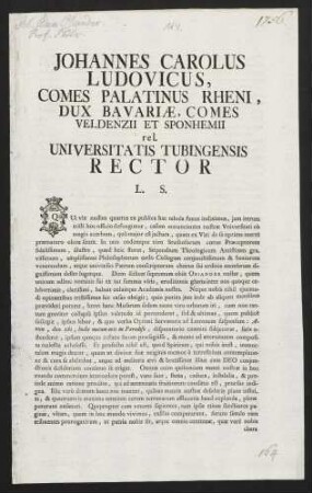 Johannes Carolus Ludovicus, Comes Palatinus Rheni...
