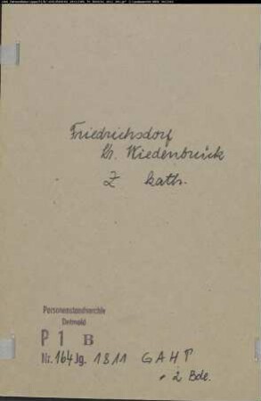 Zivilstandsregister der katholischen Gemeinde Friedrichsdorf, Kreis Wiedenbrück (GAHT 1811) (Gemeinde: Katholische Gemeinde Friedrichsdorf)