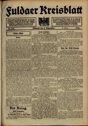 Ausgabe vom Mittwoch, den 02. September 1914.