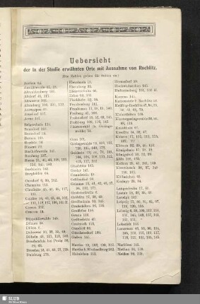 Uebersicht der in der Studie erwähnten Orte mit Ausnahme von Rochlitz
