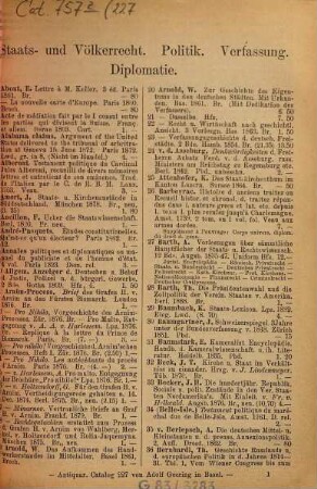 Antiquarischer Catalog von Adolf Geering in Basel. 227. [ca. 1892]