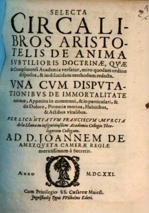 Selecta circa libros Aristotelis de anima