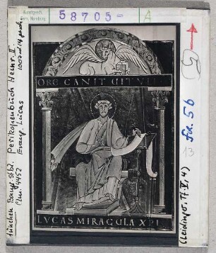 München, Staatsbibliothek, Clm 4452, fol. 5v: Evangelist Lucas