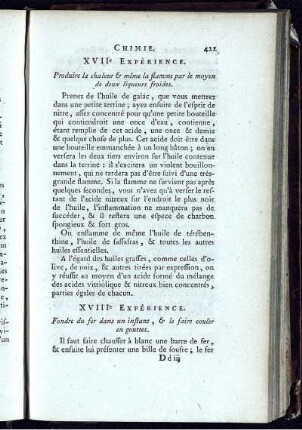 Chimie. XVII. Expérince.