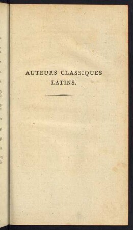 Auteurs Classiques Latins.