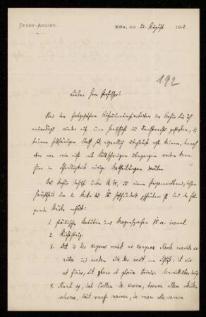 Nr. 12: Brief von Konstantin Höhlbaum an Ferdinand Frensdorff, Köln, 23.8.1883